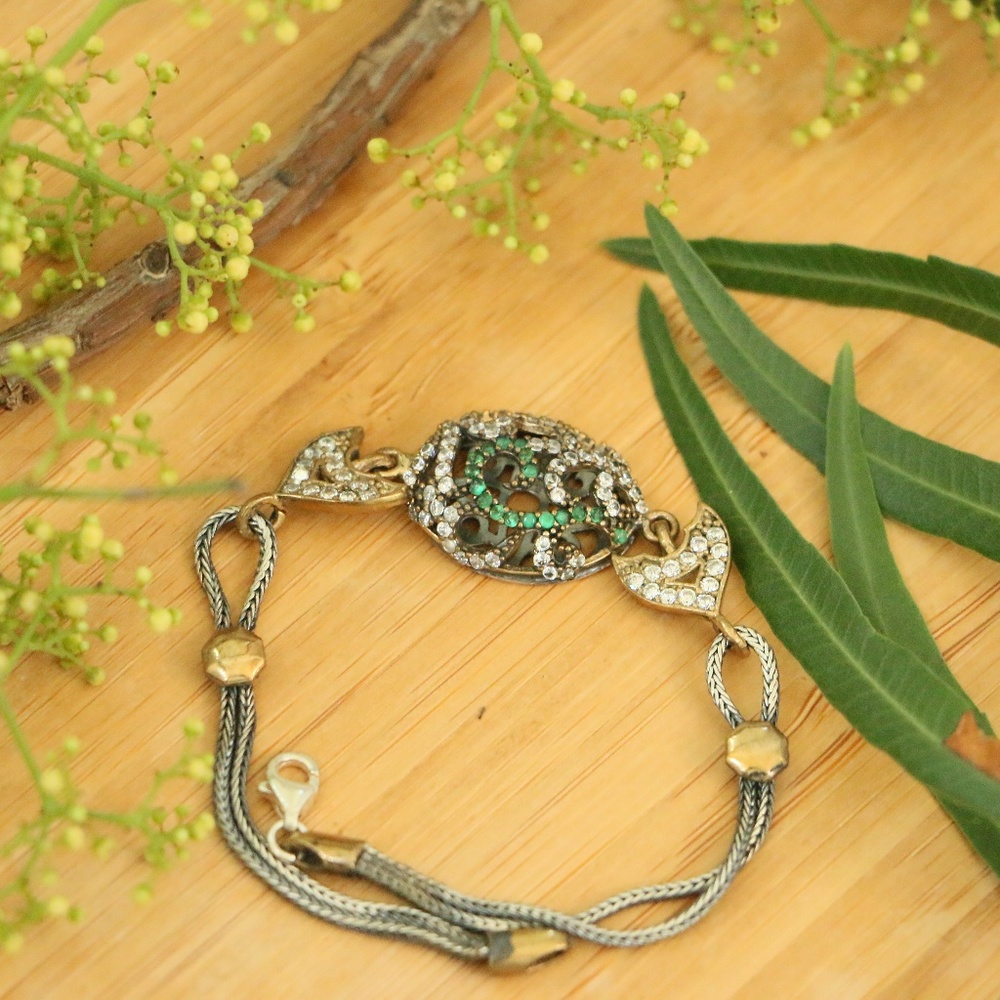 925 sterling Silver Emerald topaz bracelet